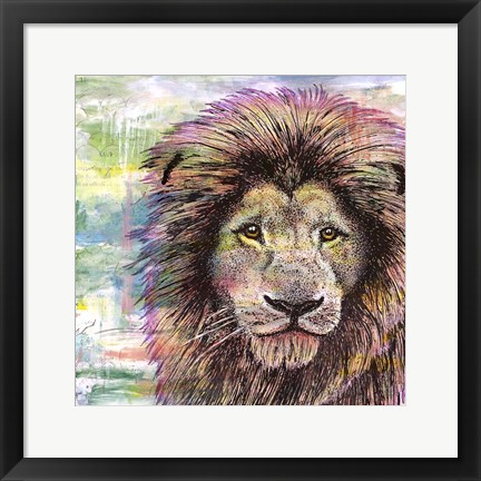 Framed Lion Color Print