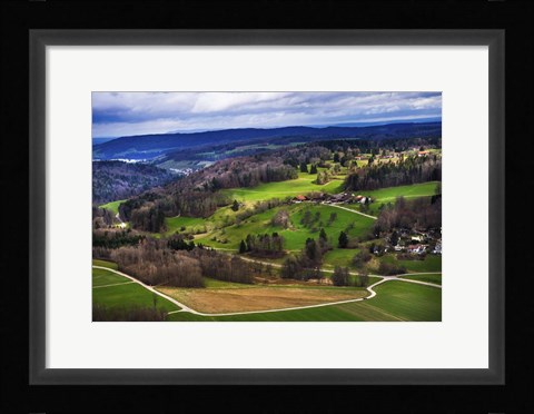 Framed Aerial View of the Hills Near Zurich Print