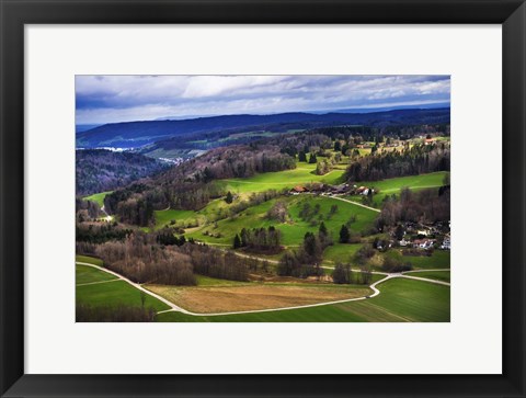 Framed Aerial View of the Hills Near Zurich Print