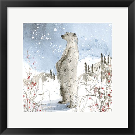 Framed Standing Polar Bear Print
