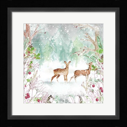 Framed Two Deer Woods Print