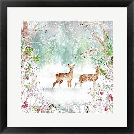 Framed Two Deer Woods Print