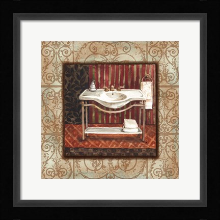 Framed Bordo Vintage Bathroom Sink Print