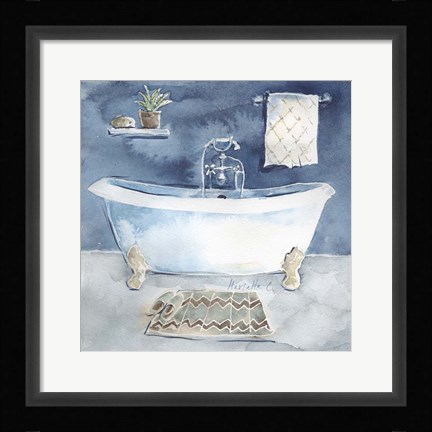 Framed Watercolor Bathroom I Print