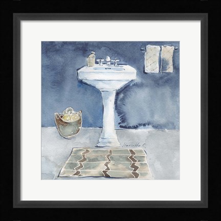 Framed Watercolor Bathroom II Print