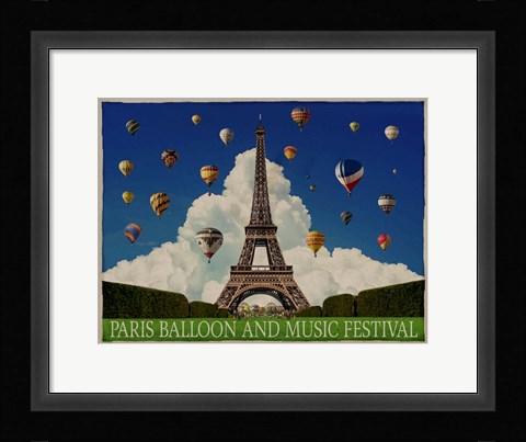 Framed Paris Balloon Music Fest Print