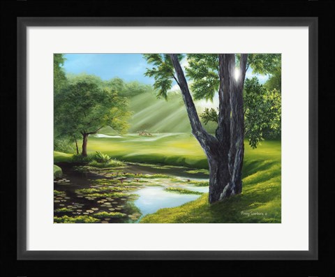 Framed Morning Dew on the Green Print