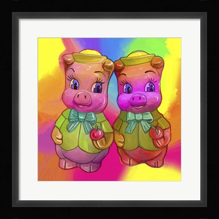 Framed 2 Piggies Print
