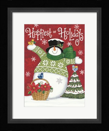 Framed Happiest of Holidays Snowman Print