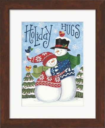 Framed Holiday Hugs Snowmen Print