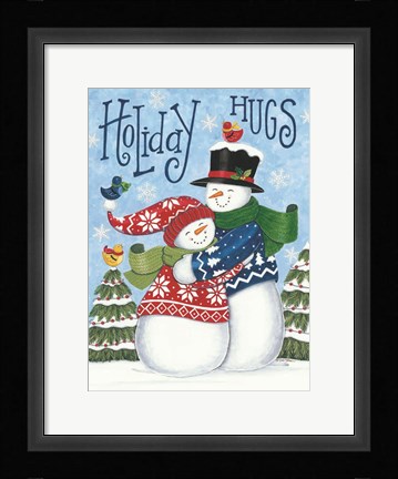 Framed Holiday Hugs Snowmen Print