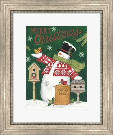 Framed Merry Christmas Snowman Print