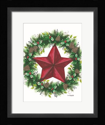 Framed Christmas Wreath Print