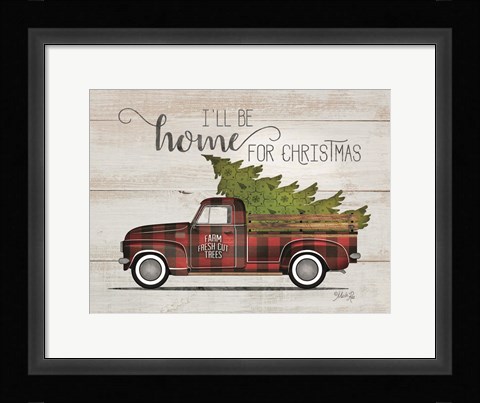 Framed Home for Christmas Vintage Truck Print