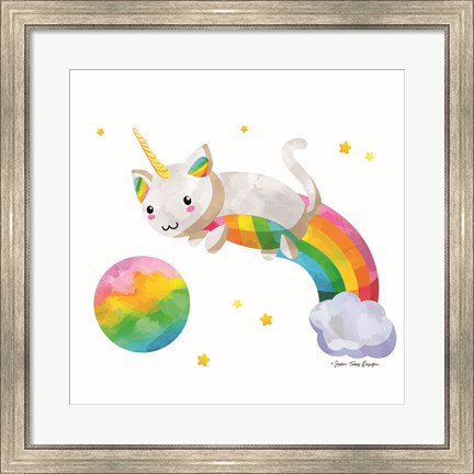 Framed Rainbow Caticorn II Print
